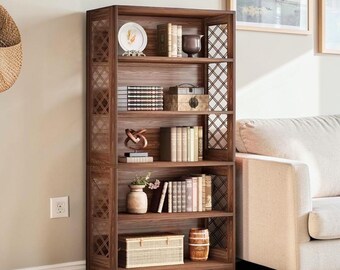 70.8-Inch Vintage 6-Tier Bookcase with Storage Shelves for Home Office, Living Room