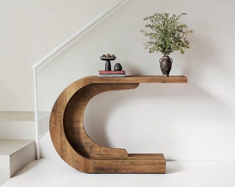 Holz Konsolentisch 110 cm Vintage Braun Eingangsbereich Flur Wohnzimmer Beistelltisch