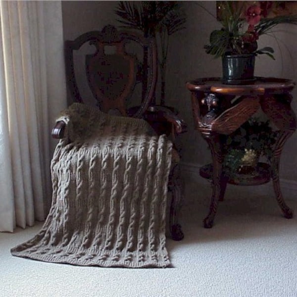 Ribbed Cables Lap Afghan Pattern Instructions