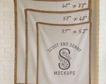 Woven Blanket Size Chart Mockup