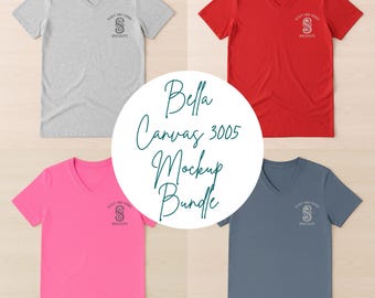Bella Canvas 3005 V-Neck Tee Mockup Bundle (Digital Download)