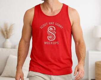 Red Bella Canvas 3480 Tank Top Mockup