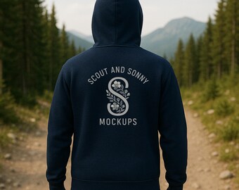 Navy Gildan 18600 Back Mockup