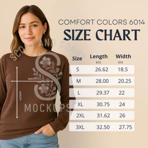 Comfort Colors 6014 Size Chart Mockup