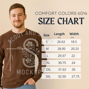 Comfort Colors 6014 Size Chart Mockup