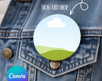 Pin Back Button Mockup with Canva Drag and Drop