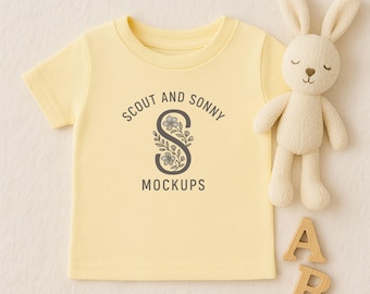Rabbit Skins 3322 Jersey Tee Mockup in Butter