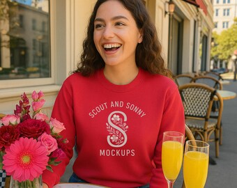 Valentines Gildan SF000-sweater met ronde hals in rood
