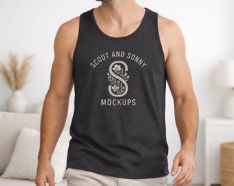 Dark Grey Bella Canvas 3480 Tank Top Mockup