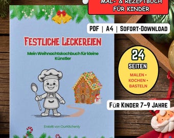 Malbuch Weihnachten Kinder | Ausmalbilder, Rezepte & Basteln | PDF Sofort-Download