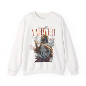 Sudadera con ilustración bíblica de Yahvé / Cuello redondo con gráfico de fe religiosa