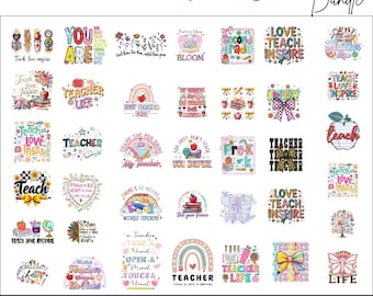 Teacher Png Bundle, Teach Love Inspire (Digital Download)