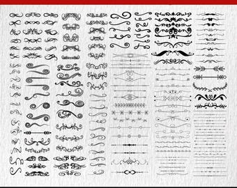 Swirl Flourish Clipart: Decorative Dividers SVG, PNG, JPG (Digital Download)
