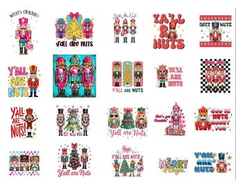Preppy Pink Nutcrackers Christmas Tree PNG, Y'all Are Nuts (Digital Download)