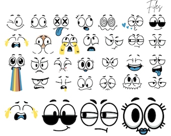 Cartoon Emotion Faces SVG Bundle (Digital Download)