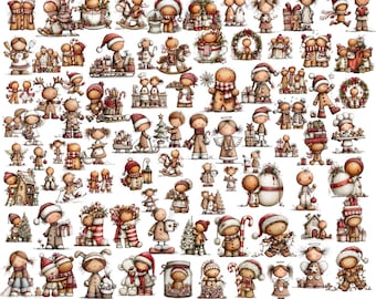 Grillige peperkoek kerst clipart: aquarel vakantie png-afbeeldingen (digitale download)
