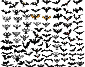Ensemble de chauve-souris Halloween SVG, clipart, fichiers coupés (téléchargement instantané)