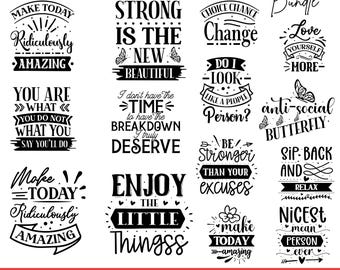 SVG-bundel met motiverende citaten: 200+ inspirerende zelfliefde print on demand (digitale download)
