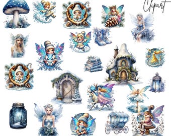 Winter Fairy Watercolor Clipart – 83 PNGs, Art (Digital Download