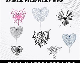Spinnenwebhart SVG: Halloween Love-ontwerp (digitale download)