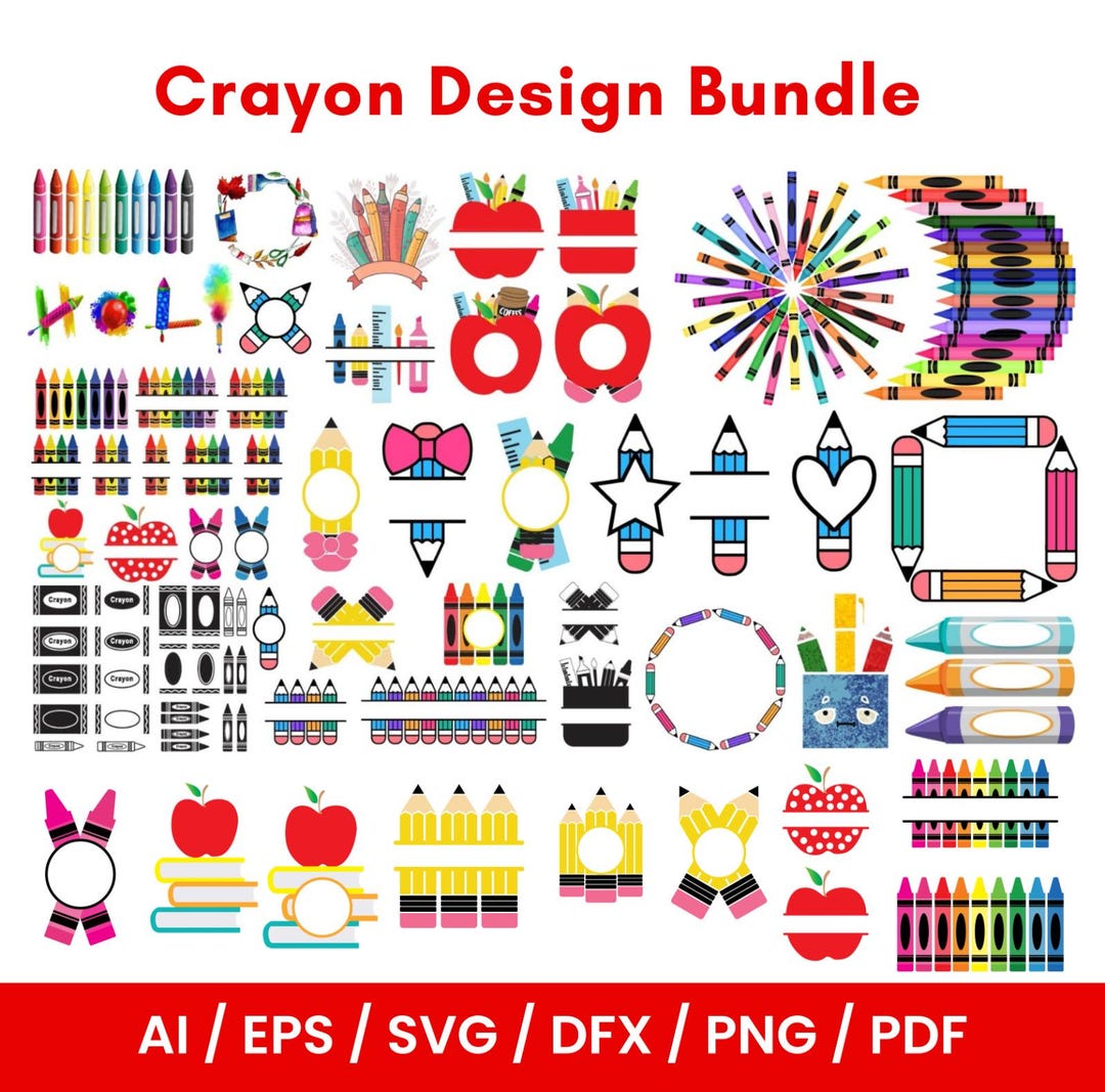 Crayon Split Monogram SVG Bundle, Teacher Designs (digital Download) - Etsy
