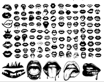 Lippen Clipart SVG-bundel, Kiss Cut-bestanden (digitale download)