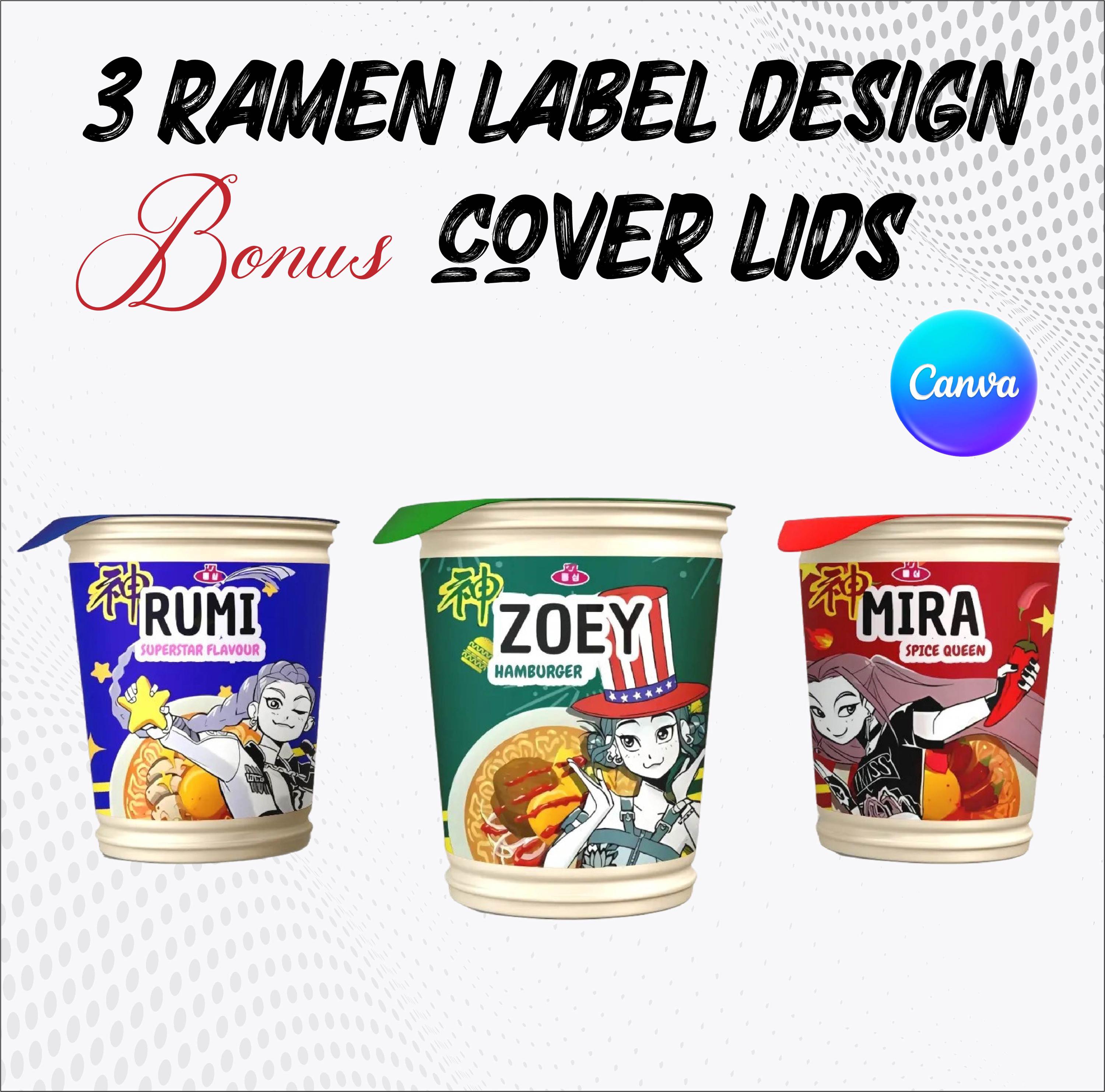 Kpop Demons Hunter Noodle Cup Labels | Cosplay Party Decor