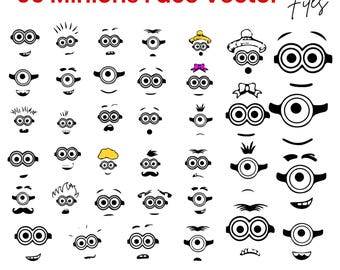 Minions Face Vector Bundle: Clip Art, Cut Files for Cricut (Digital Download)