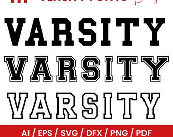 Varsity Font SVG Bundle, Sports Alphabet (Digital Download)