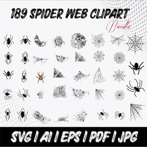 Spider Web SVG Bundle: Halloween Cut Files, Clipart, Stencils (Instant Download)