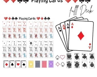 Full Deck Playing Cards SVG, Poker Aces Clipart (Digital Download)