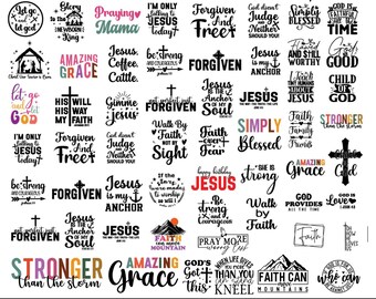 Paquete de imágenes SVG de Jesús, versículo bíblico cristiano, fe (descarga digital)