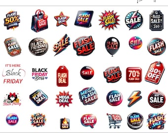 Black Friday PNG, Black Friday Clipart PNG Bundle | Instant Download