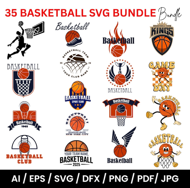 Basketball SVG Bundle: Monogram, Silhouette, Vector, Sport Designs ...