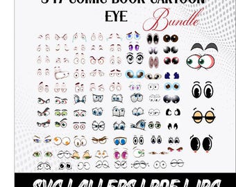 Paquete de archivos SVG de ojos de dibujos animados: Archivos de corte de ojos saltones y cómics (descarga digital)