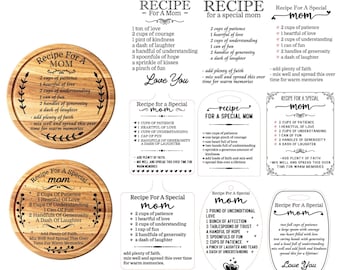 Mom Recipe Cutting Board SVG, Mother's Day Kitchen Clipart (Instant Download
