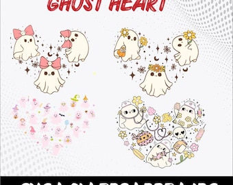 ゴーストハートSVG：ハロウィンシャツデザイン - Cricut、Silhouette（インスタントダウンロード）