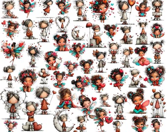Grillige feeën Valentijnsdag clipart: liefdesgraphics (digitale download: 73 png-bestanden)