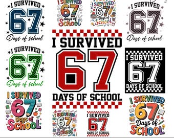 Ik overleefde 67 dagen school SVG PNG, grappig studentenontwerp (digitale bestanden)