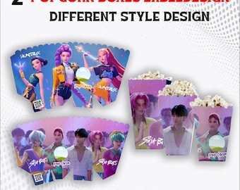 K-Pop Demon Hunters Popcorn Boxes | Huntrix Girls & Saja Boys (DIY Printable)