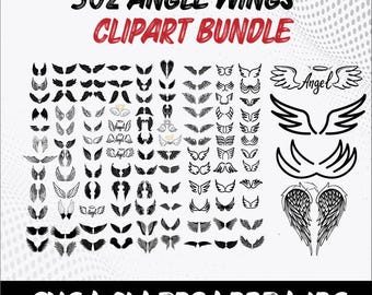Angel Wings SVG Bundle: Cut Files for Cricut, Silhouette (Instant Download