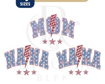 4th Of July Mom Embroidery Bundle, Patriotic Mama Nana Embroidery File, USA Family Nickname Embroidery Design, Machine Embroidery Pattern