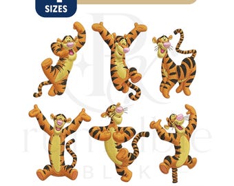 Tigger Embroidery Design Bundle,  Winnie The Pooh Embroidery File, Family Vacation, Family Trip, Cartoon Character Embroidery