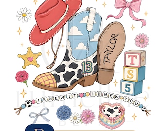 Retro Toy Story I Knew It I Knew You PNG, TS5 Friendship Bracelet Design, Western Cowgirl Sublimation File