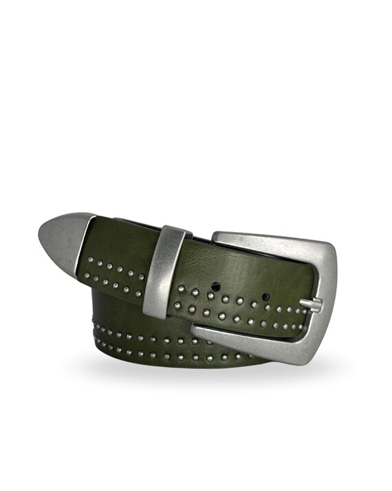 Olive Green Studded Belt - Etsy UK