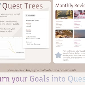 ADHD Notion Gamified RPG Template Digital Planner: Habit Tracker, Productivity Planner, Goal Planner