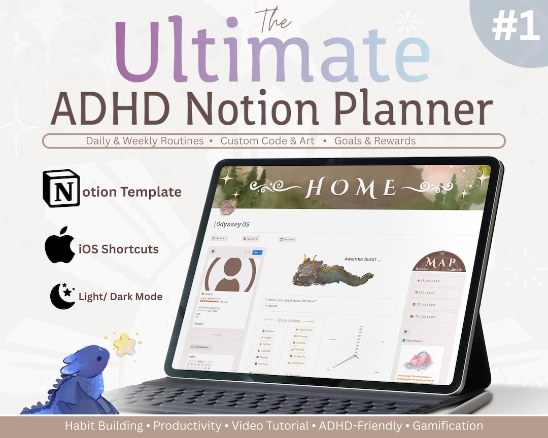 2026 ADHD Notion Gamified RPG Template Digital Planner: Habit Tracking ...