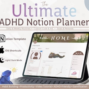 2026 ADHD Notion Gamified RPG Template Digital Planner: Habit Tracking, Goal Setting, ADHD Planner, Reward Based, All in one system