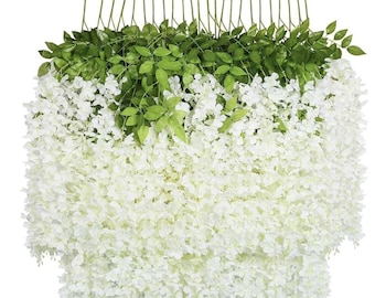 Artificial Wisteria Vine Garland – 24 Hanging Silk Flowers for Wedding Decor