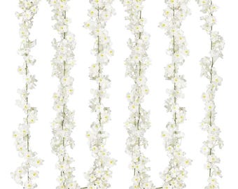 Cherry Blossom Garland: Silk Hanging Vines, Japanese Decor (4pcs)